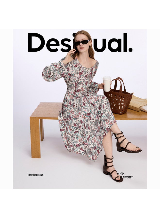 DESIGUAL oversized Asymmetrical Hem Hand-painted Print Midi Dress - Image 2