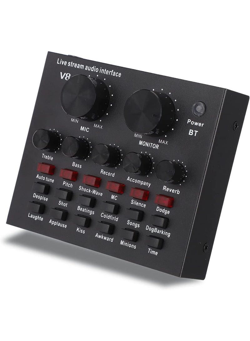 واجهة اتصال صوتية محمولة V8 من CEZEO – بطاقة صوتية متعددة الوظائف مع بلوتوث – أسود - Image 1