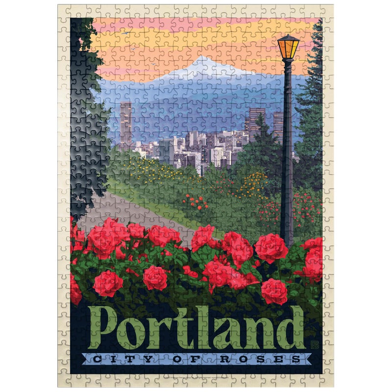 MyPuzzle.com MyPuzzle Portland Oregon City of Roses Vintage Poster Premium 500 Piece Jigsaw Puzzle for Adults - Image 3