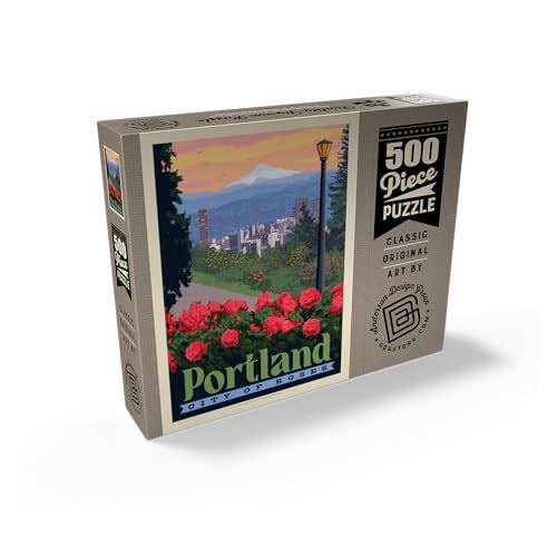 MyPuzzle.com MyPuzzle Portland Oregon City of Roses Vintage Poster Premium 500 Piece Jigsaw Puzzle for Adults - Image 5