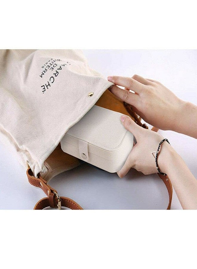 Ritmo صندوق مجوهرات ريتومو للسفر، منظم مجوهرات صغير من الجلد الصناعي للنساء والفتيات، صندوق منظم مجوهرات صغير محمول ذو طبقتين للأقراط والخواتم والقلائد والأساور - Image 2