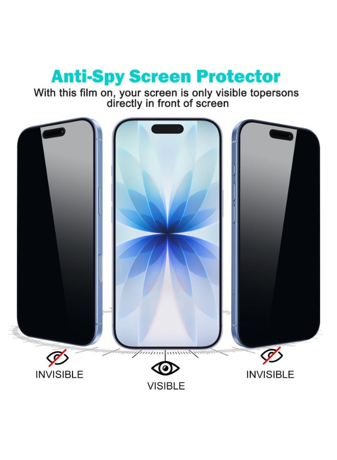 iPhone 17 Privacy Screen Protector with Camera Lens Protector Full Coverage Anti-Spy Tempered Glass Film 9H Hardness Easy Installation Bubble Free [6.3 inch] - Image 4