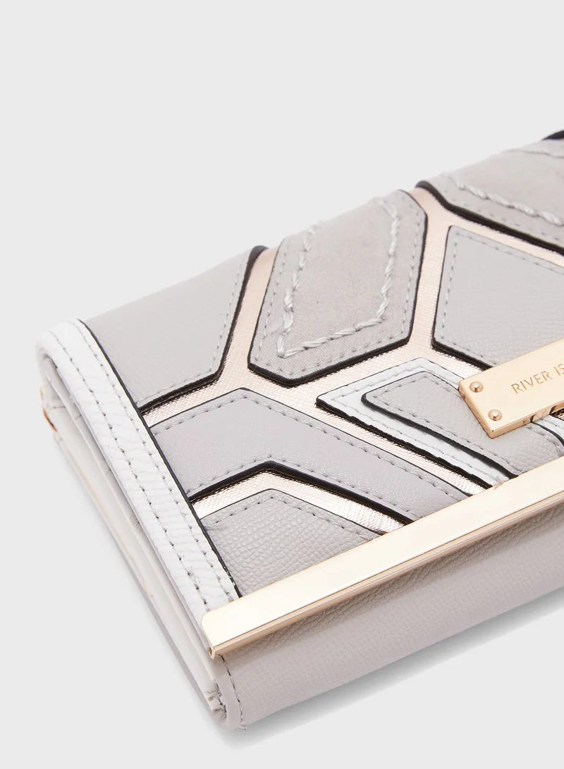 RIVER ISLAND Diamond Geo Clip Top Clutch