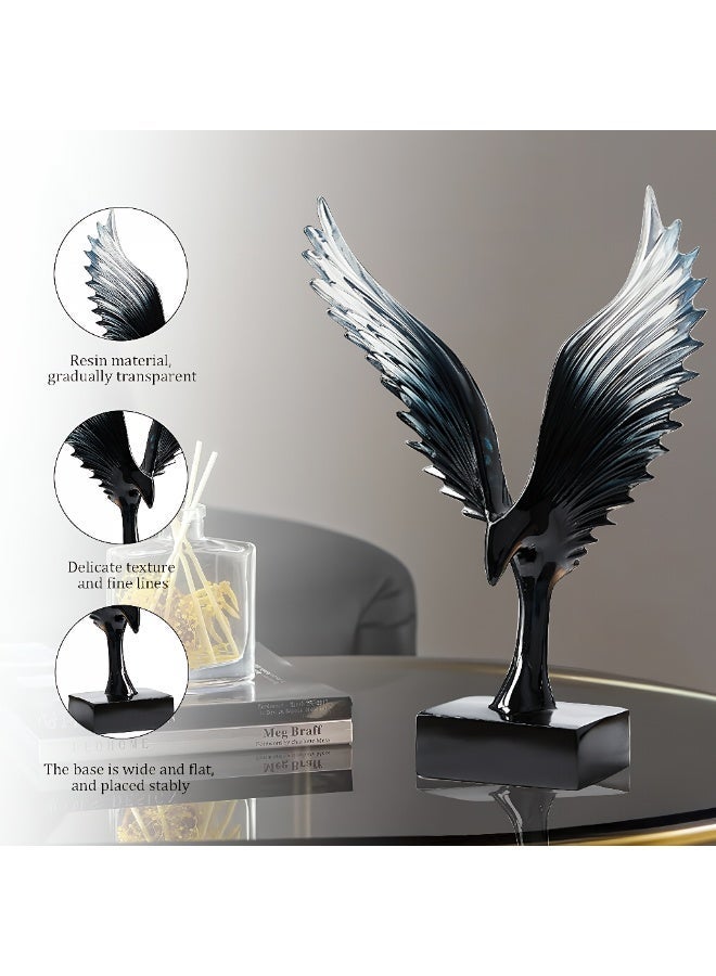 ALMiLumi Black Gradient Resin Eagle Statue – Modern Minimalist Decorative Sculpture for Office, Study, Living Room, Hotel – 30×22×9cm - Image 3