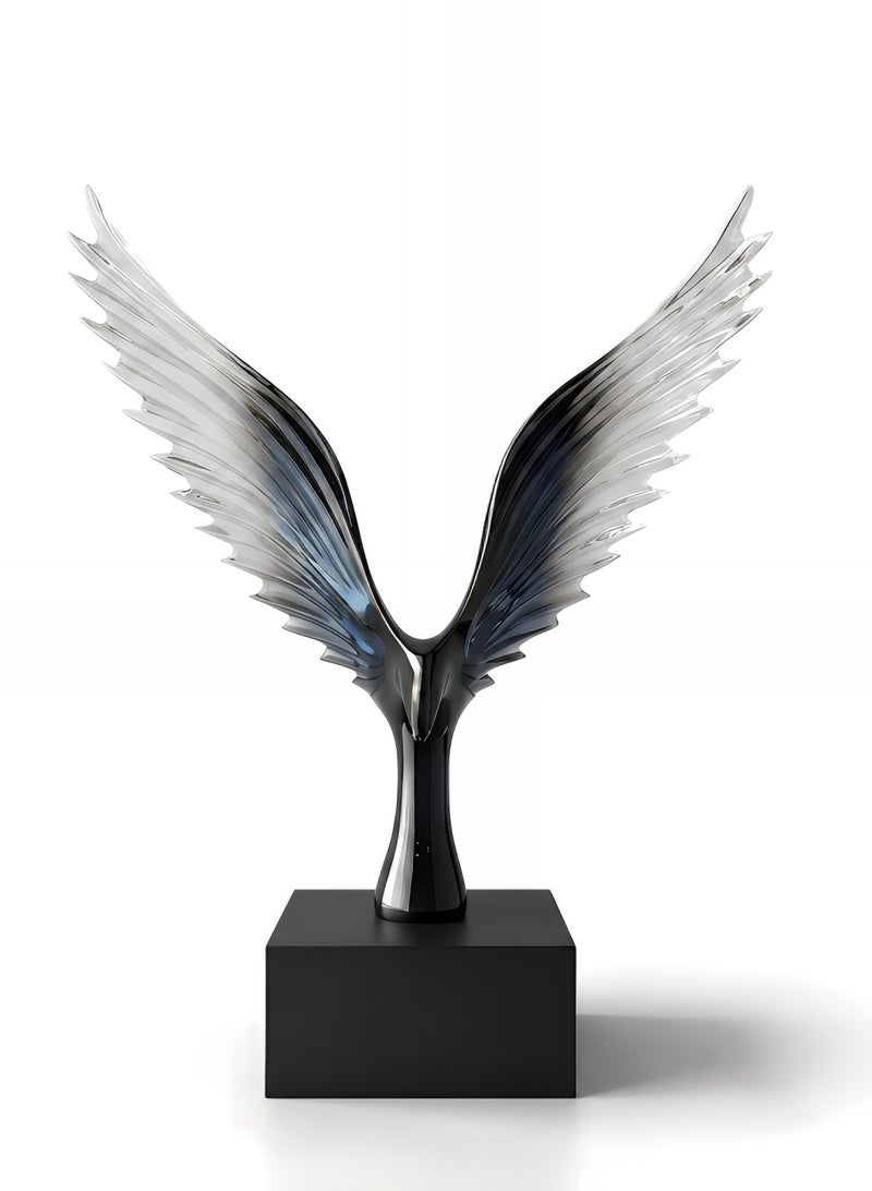 ALMiLumi Black Gradient Resin Eagle Statue – Modern Minimalist Decorative Sculpture for Office, Study, Living Room, Hotel – 30×22×9cm - Image 2