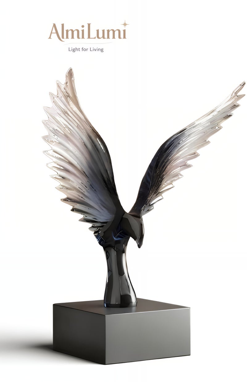ALMiLumi Black Gradient Resin Eagle Statue – Modern Minimalist Decorative Sculpture for Office, Study, Living Room, Hotel – 30×22×9cm - Image 1