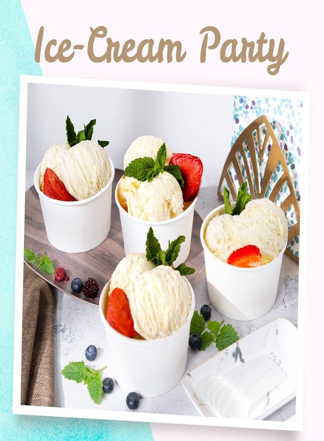 MATICAN Paper Ice Cream Cups - 50-Count 16-Oz Disposable Dessert Bowls for Hot or Cold Food, 16-Ounce Party Supplies Treat Cups for Sundae, Frozen Yogurt, Soup, White - Image 2