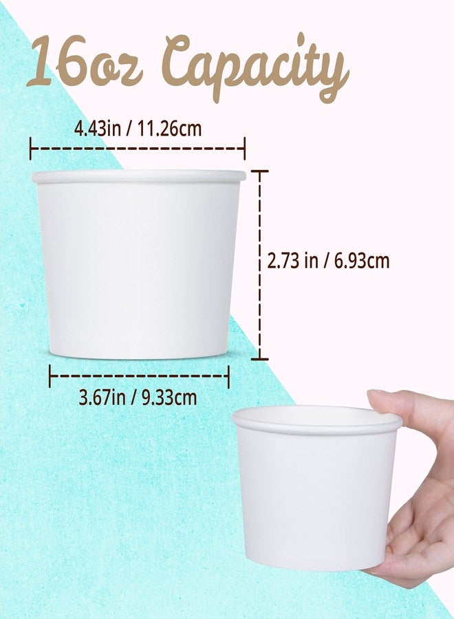 MATICAN Paper Ice Cream Cups - 50-Count 16-Oz Disposable Dessert Bowls for Hot or Cold Food, 16-Ounce Party Supplies Treat Cups for Sundae, Frozen Yogurt, Soup, White - Image 4