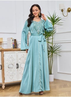 إسكدنيا إمرأة مسلمة Abaya مساء ثوب حزب ثوب مع حزام سير  - Image 1