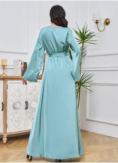 إسكدنيا إمرأة مسلمة Abaya مساء ثوب حزب ثوب مع حزام سير  - Image 2