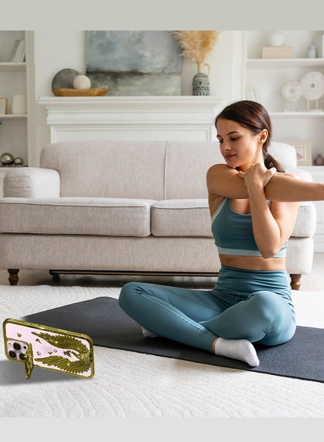 CATANES iPhone 15 Pro Max Bling Case Peacock Glitter Hard TPU Shockproof Protection Cover With Kickstand for Women Girls Gold - Image 5