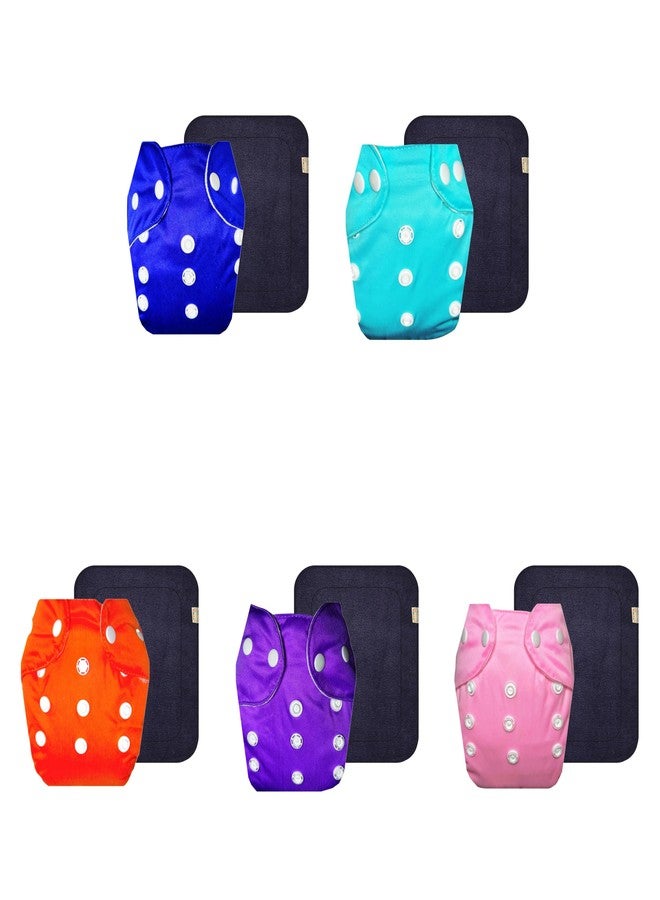 Dumbledo Lite Cloth Diaper with Black Insert (Pack of 5) | Dry Feel and Comfortable | Leakproof | Adjustable Snaps | Everyday Diapering Essential | 3 Months - 2 Years | Unisex Baby - Image 1