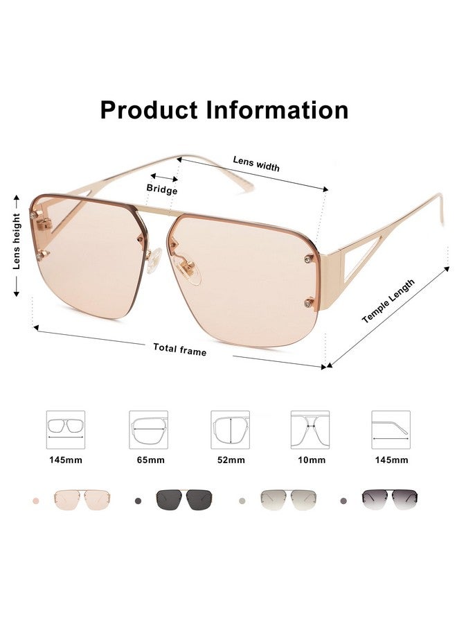 سوجوز نظارات شمسية عصرية للرجال والنساء بإطار معدني عتيق بدون إطار ظلال lrest De Sol Para Mujer Sj1192 بني - Image 5