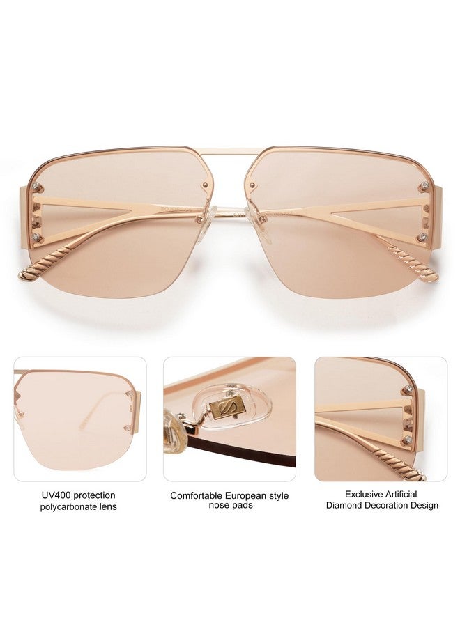 سوجوز نظارات شمسية عصرية للرجال والنساء بإطار معدني عتيق بدون إطار ظلال lrest De Sol Para Mujer Sj1192 بني - Image 4