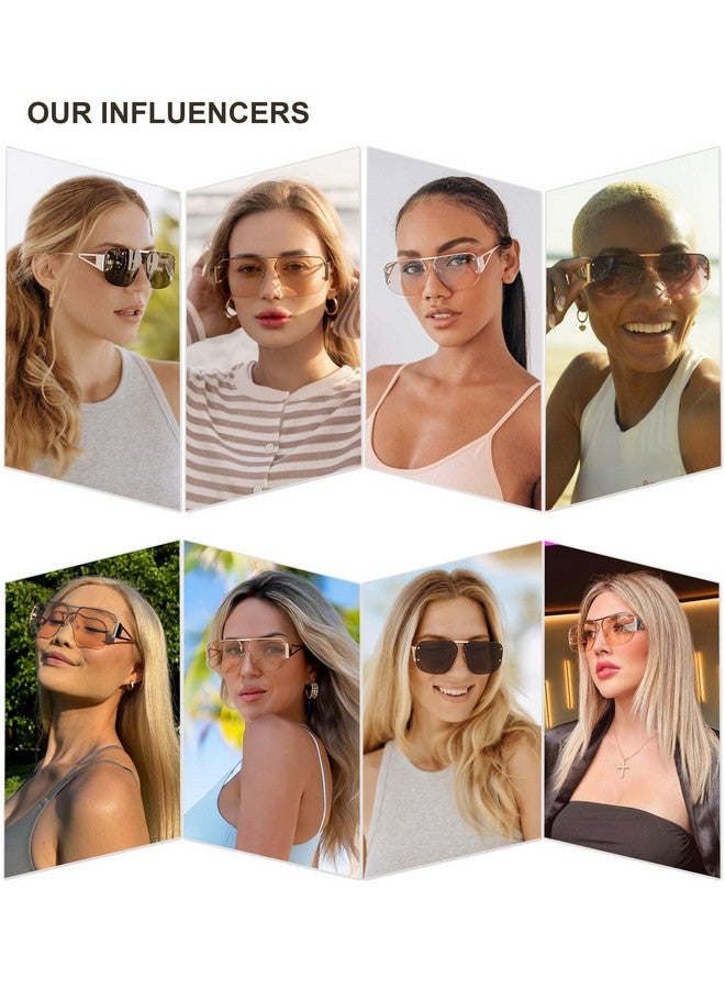 سوجوز نظارات شمسية عصرية للرجال والنساء بإطار معدني عتيق بدون إطار ظلال lrest De Sol Para Mujer Sj1192 بني - Image 2