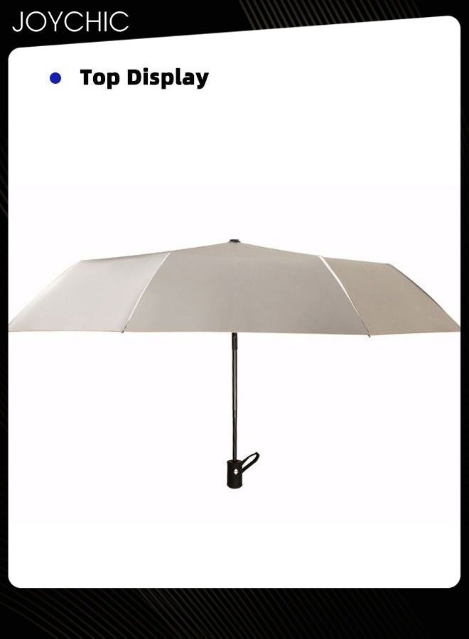 Joychic مظلة سفر ثلاثية الطي مضادة للأشعة فوق البنفسجية مطلية بطبقتين من التيتانيوم الفضي للرياح والمطر فضي/أسود - Image 3