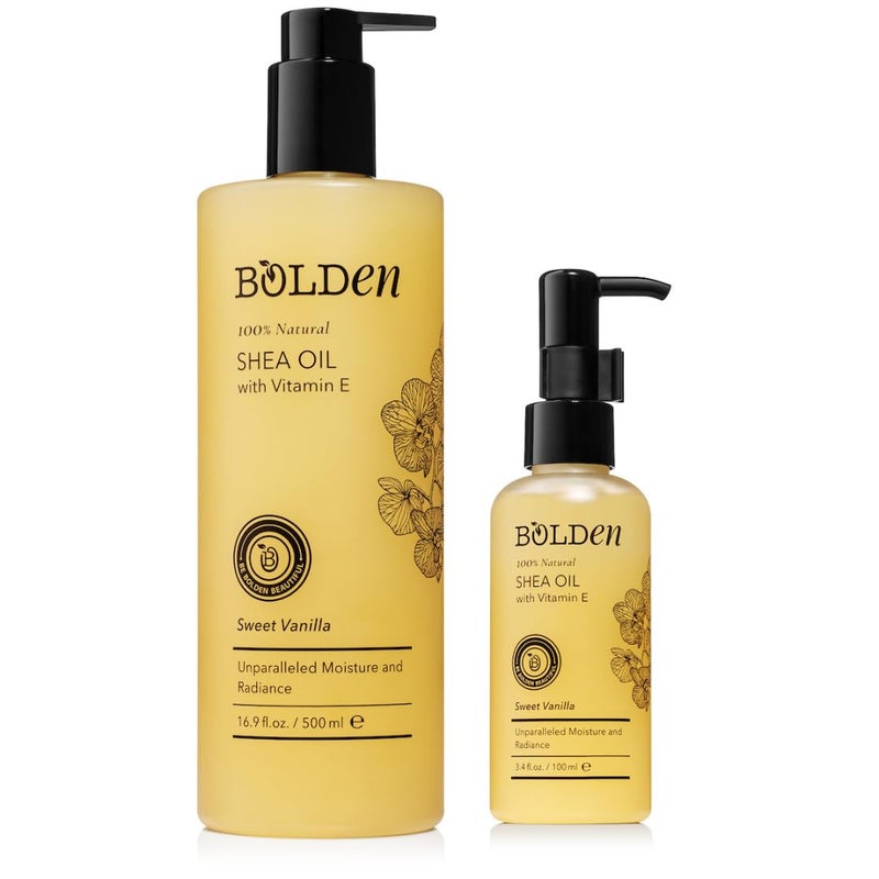BOLDEN Sweet Vanilla Shea Body Oil with Vitamin E | Stretch Mark Pregnancy Care | 100% Natural Moisture Shea Oil | Lightweight After Shower Body Oil |16.9 Fl Oz - Image 4