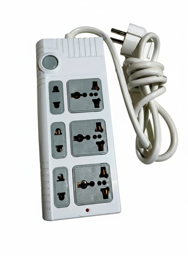 Power Strip - 2000W, 10A/220-250V, with 6 outlets, 4m cable, compatible with laptops, PCs, MacBooks, home and office appliances, and mobile phone chargers - Image 1