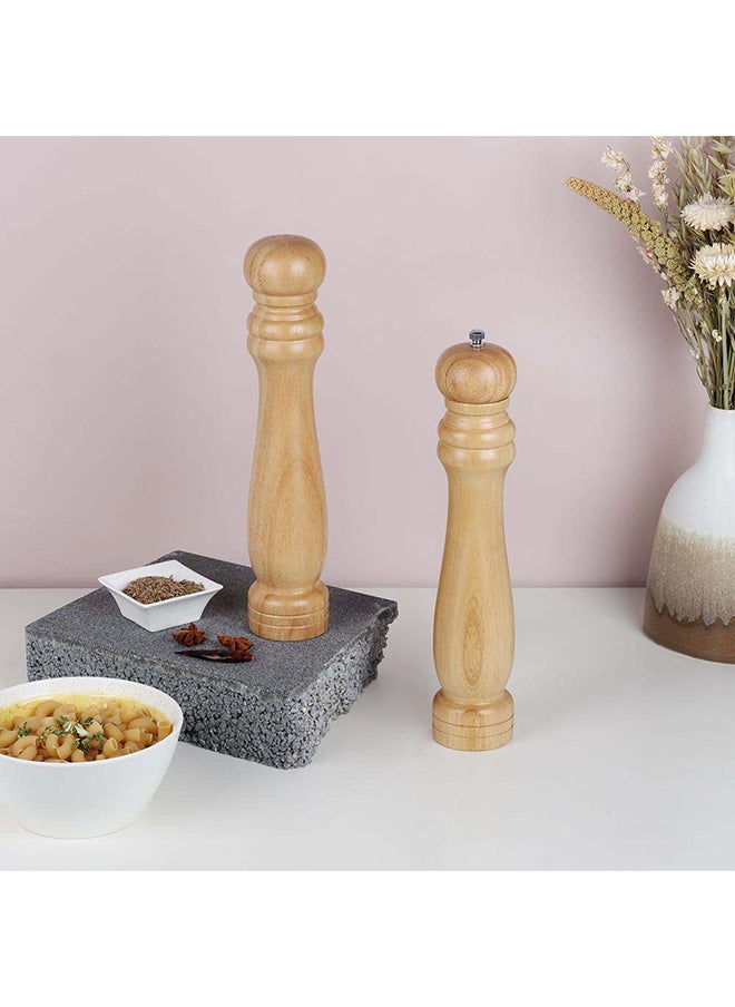DANUBE HOME Loretta Pepper Mills & Salt Shakers Set Rubber Wood Natural Rubber Wood Whole Pepper Corn And Salt Kitchen Grinder Suitable For Home And Restaurant L6Xw6Xh30.5Cm - Clear  - Image 1