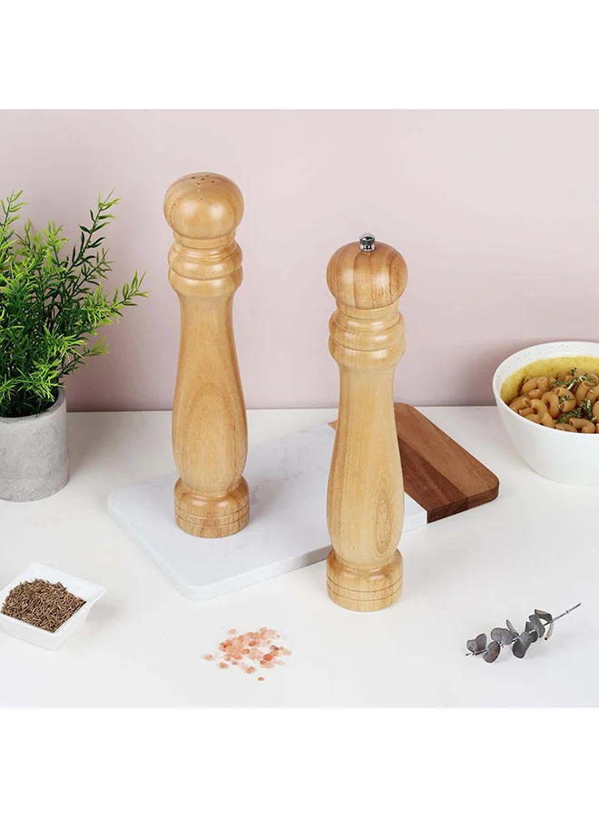 دانوب هوم Loretta Pepper Mills & Salt Shakers Set Rubber Wood Natural Rubber Wood Whole Pepper Corn And Salt Kitchen Grinder Suitable For Home And Restaurant L6Xw6Xh30.5Cm - Clear