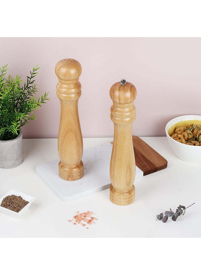 DANUBE HOME Loretta Pepper Mills & Salt Shakers Set Rubber Wood Natural Rubber Wood Whole Pepper Corn And Salt Kitchen Grinder Suitable For Home And Restaurant L6Xw6Xh30.5Cm - Clear  - Image 2