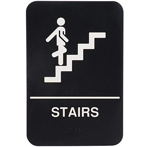 AborenCo ADA Stairs Commercial Sign Door Plate with Braille for Business Restaurant, 9" x 6" - Image 1