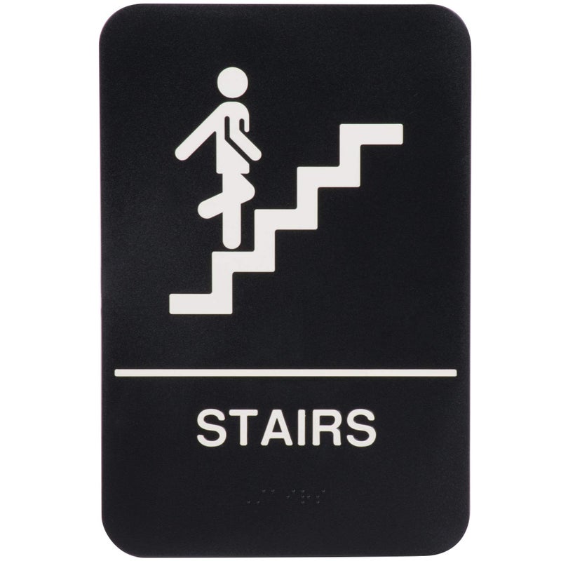 AborenCo ADA Stairs Commercial Sign Door Plate with Braille for Business Restaurant, 9" x 6" - Image 3
