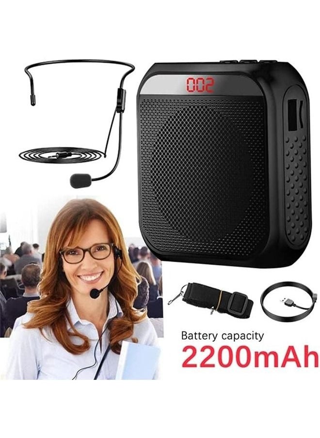 ET-LIFE Mini Voice Amplifier with Wired Microphone Headset, Speaker Loudspeaker for Teachers, Tour Guides/Coaches Meeting/Yoga/Fitness, S17 Black  - Image 1
