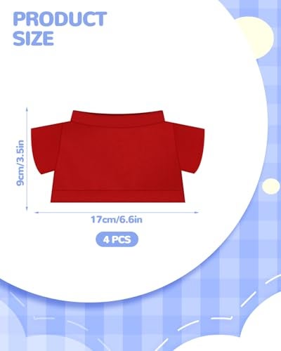 Aecsze 4 PCS Stuffed Bear Basic T Shirt Clothes for 1012Inch T Shirt Classic Crew Neck Bear Cute Tiny Clothes DIY Bear Toy 1012 InchRed - Image 5