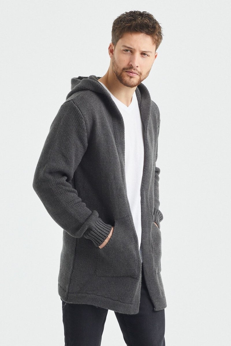 Tarz Cool Style Cool Men's Smoke Patterned Knitwear Cardigan - HRK8085R01S  - Image 4