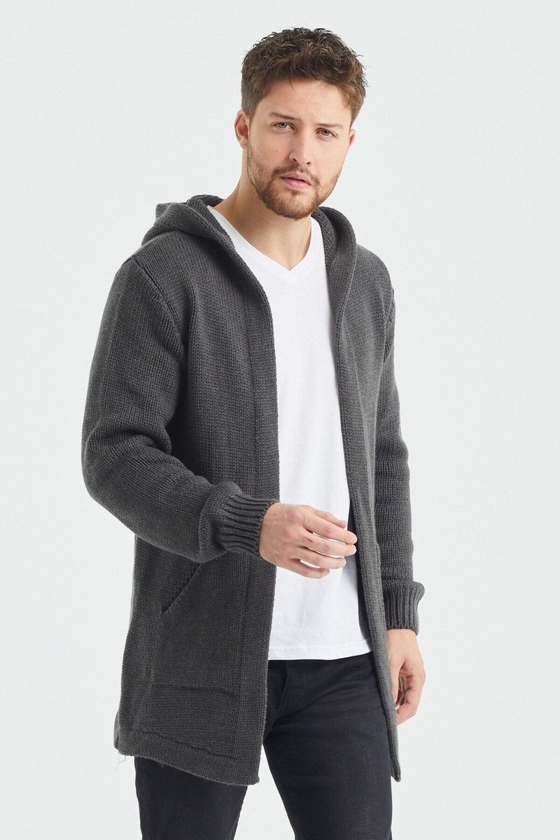 Tarz Cool Style Cool Men's Smoke Patterned Knitwear Cardigan - HRK8085R01S  - Image 2