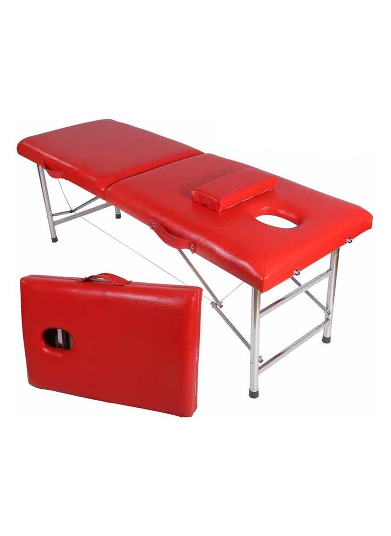 brunson - Portable Massage Bed Foldable Massage Tables with Pillow SPA Bed with Stainless Steel Frame 2 Fold Black for SPA Salon Tattoo Massage Therapeutic Treatment Massage Table Adjustable Table 180cm Long 70cm Wide 2 Fold PU Portable Salon Massage Bed - Image 1
