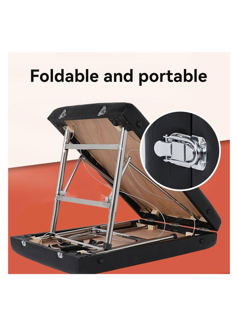brunson - Portable Massage Bed Foldable Massage Tables with Pillow SPA Bed with Stainless Steel Frame 2 Fold Black for SPA Salon Tattoo Massage Therapeutic Treatment Massage Table Adjustable Table 180cm Long 70cm Wide 2 Fold PU Portable Salon Massage Bed - Image 1
