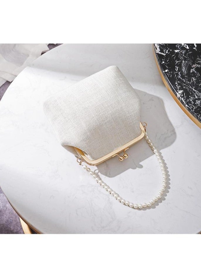 عام حقيبة سلسلة نسائية ، حقيبة يد صينية عتيقة من اللؤلؤ المتقاطع ، حقيبة يد عادية ، حقيبة هانفو بكتف واحد - Image 1