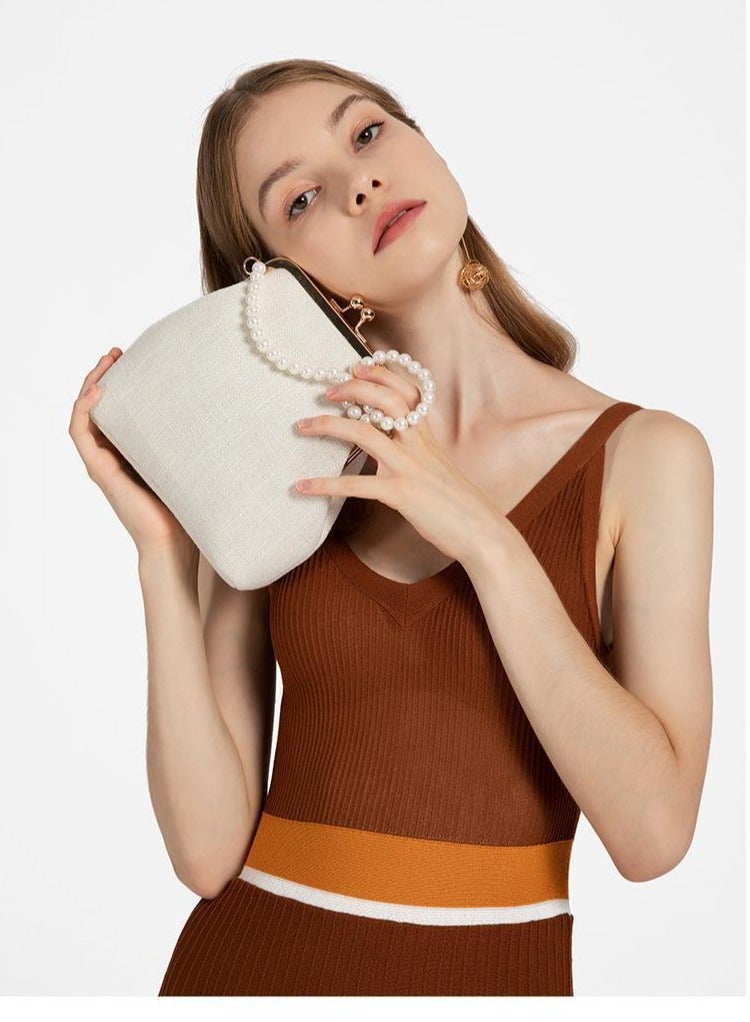 عام حقيبة سلسلة نسائية ، حقيبة يد صينية عتيقة من اللؤلؤ المتقاطع ، حقيبة يد عادية ، حقيبة هانفو بكتف واحد - Image 2