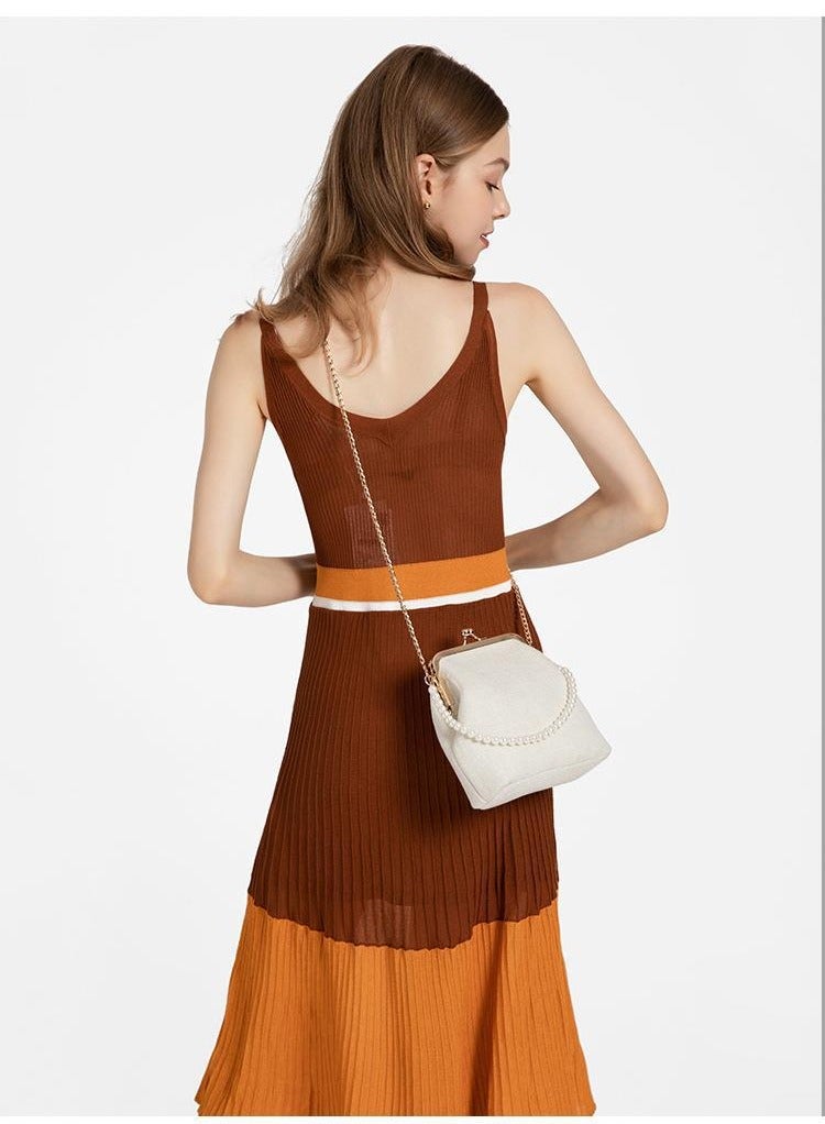 عام حقيبة سلسلة نسائية ، حقيبة يد صينية عتيقة من اللؤلؤ المتقاطع ، حقيبة يد عادية ، حقيبة هانفو بكتف واحد - Image 4