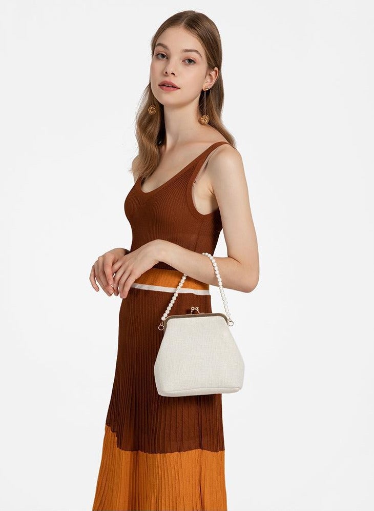 عام حقيبة سلسلة نسائية ، حقيبة يد صينية عتيقة من اللؤلؤ المتقاطع ، حقيبة يد عادية ، حقيبة هانفو بكتف واحد - Image 5