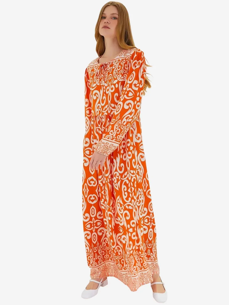 BIG DART BDART Patterned Maxi Dress with Tie Closure