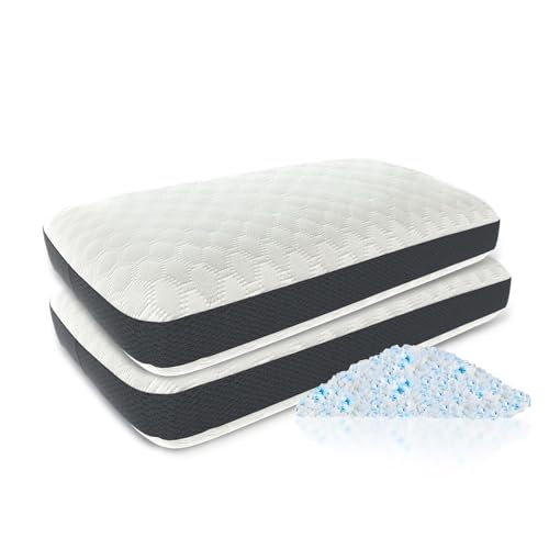CareFoam Shredded Memory Foam Pillows, Bed Pillows, Cooling Pillows for Sleeping, Adjustable Firm Pillows for Side Back and Stomach Sleepers (King (Pack of 2)) - Image 1