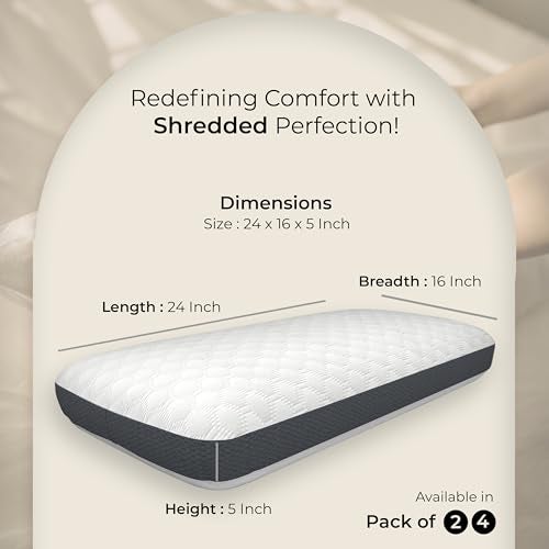 CareFoam Shredded Memory Foam Pillows, Bed Pillows, Cooling Pillows for Sleeping, Adjustable Firm Pillows for Side Back and Stomach Sleepers (King (Pack of 2)) - Image 3