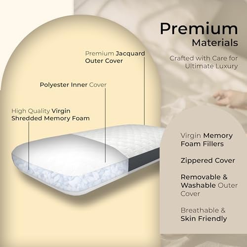 CareFoam Shredded Memory Foam Pillows, Bed Pillows, Cooling Pillows for Sleeping, Adjustable Firm Pillows for Side Back and Stomach Sleepers (King (Pack of 2)) - Image 4