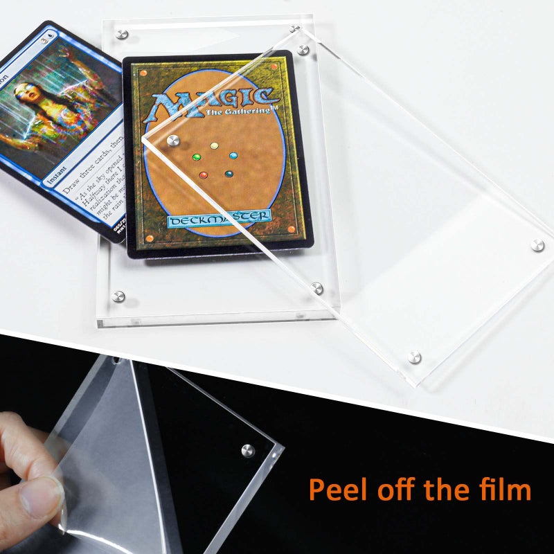 tutata Acrylic Card Frame, Magnetic Trading Card Display Frames Desktop Display - 2 Sets Clear - Image 3