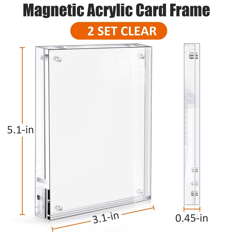 tutata Acrylic Card Frame, Magnetic Trading Card Display Frames Desktop Display - 2 Sets Clear - Image 2