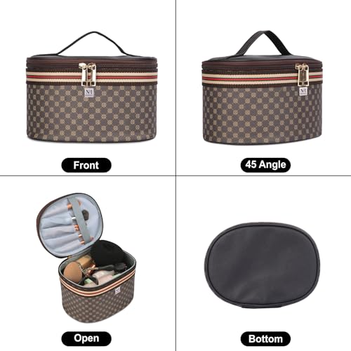 NFI essentials Makeup Box 2 Pc Set, Cosmetic Organiser, Make up Bag, Jewellery Trousseau Vanity Case (Brown) - Image 2