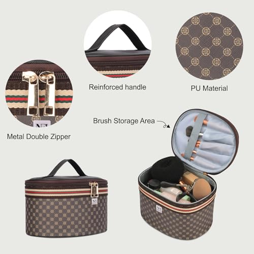 NFI essentials Makeup Box 2 Pc Set, Cosmetic Organiser, Make up Bag, Jewellery Trousseau Vanity Case (Brown) - Image 3