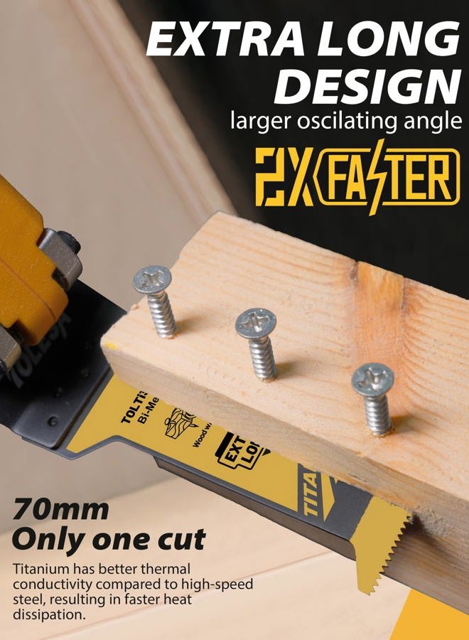 TOLESA 16pcs Extra-Long Titanium Oscillating Tool Blades, Oscillating Saw Blades for Metal, Oscillating Tool Blade Metal, Multi Tool Blades for Wood with Nails, Screws, Plastic Cutting - Image 4