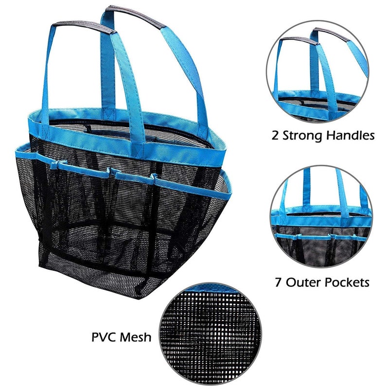 BIRZAR Dry Storage Hanging Mesh Fabric 8 Pockets Portable Bath Shower Tote Caddy Cosmetics Organizer with Bathroom Bags (Colour May Vary) - Image 5