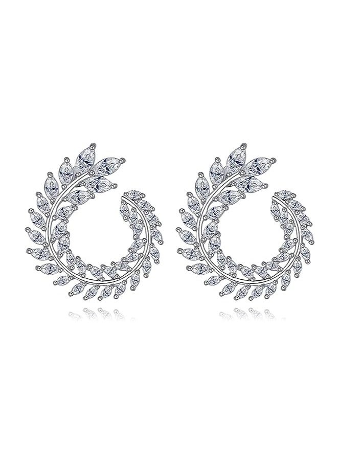 Shein New Fashion Exaggerated Zirconia Earrings, Exquisite And Trendy, With Leaves Twirling Design For Street Snap - Image 2