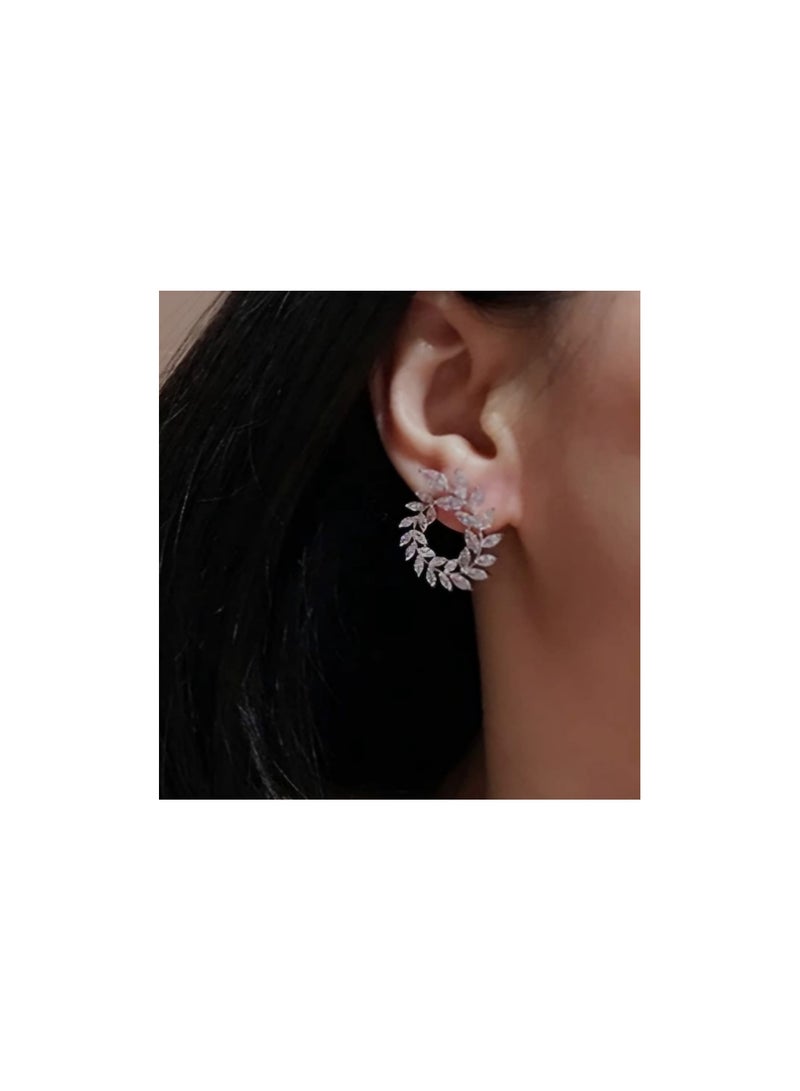 Shein New Fashion Exaggerated Zirconia Earrings, Exquisite And Trendy, With Leaves Twirling Design For Street Snap - Image 5