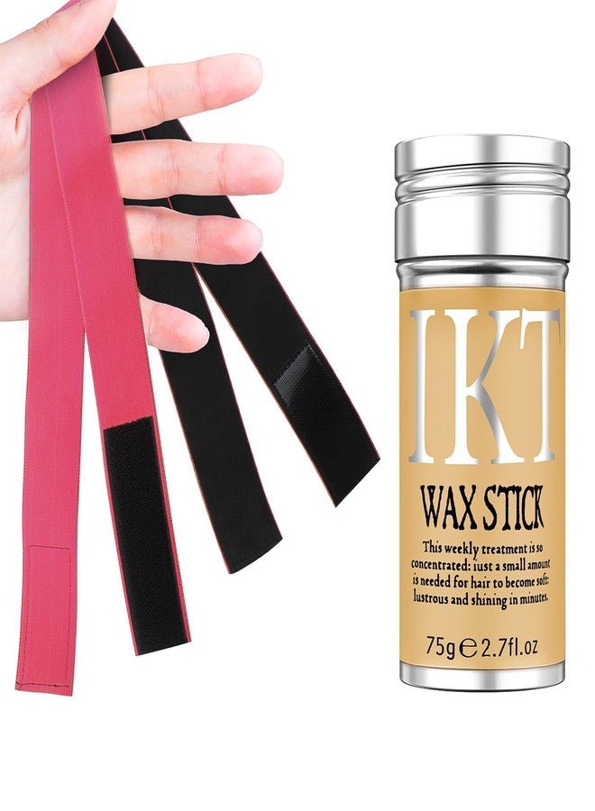 SOVONCARE Black Hair Wax Stick with Lace Melting Bands for Flyaways, Edge Control, and Wigs (1 Stick + 2 Bands) - Image 1